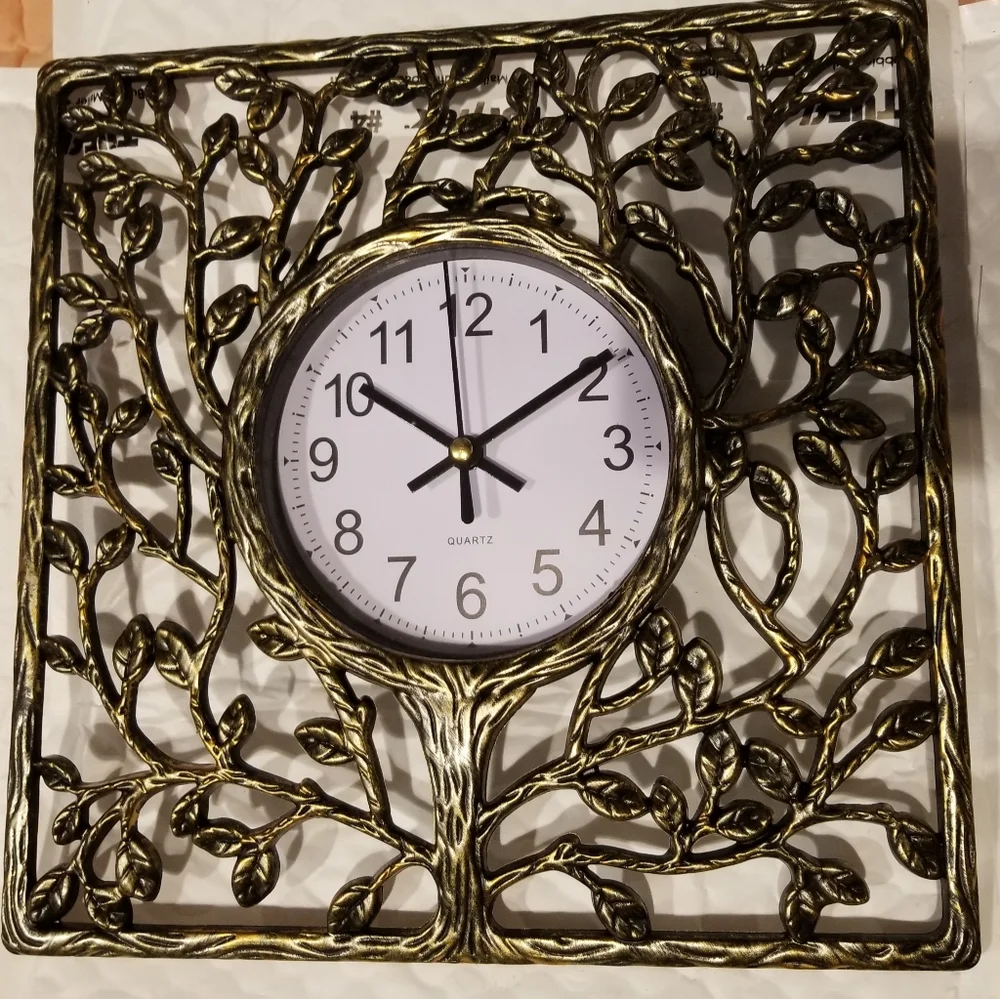 Vintage Bronze Tree Wall Clock - NWOB